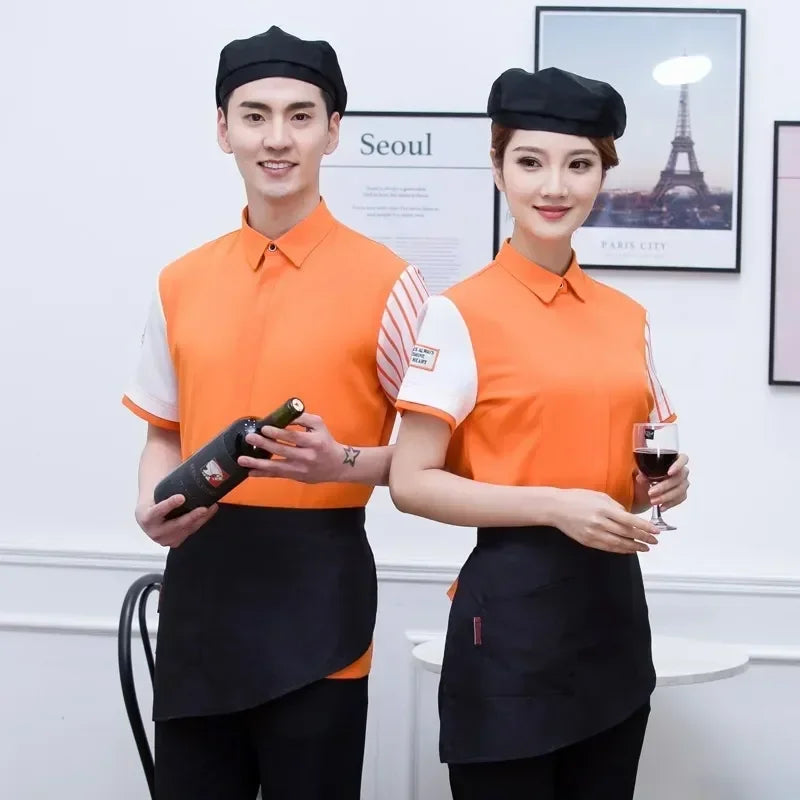Top Workwear Shop Short-Sleeved Coffee Tea Waitress Restaurant