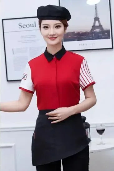 Top Workwear Shop Short-Sleeved Coffee Tea Waitress Restaurant