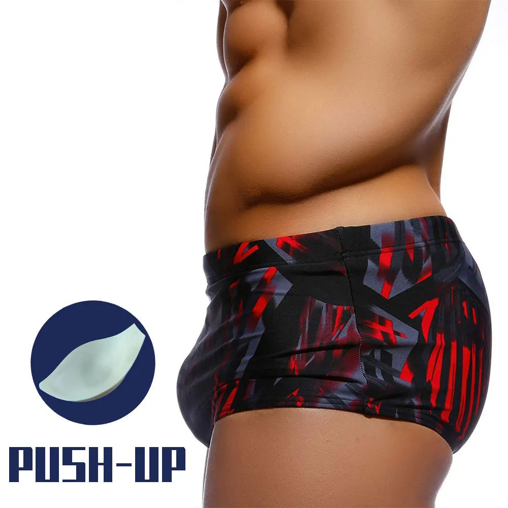 Uxh Brand Mens Swimwear With Push-Up Multicolor Trunks