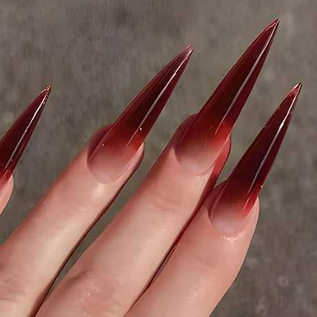 Wearable Silver Stripes Yk False Nails Long Almond