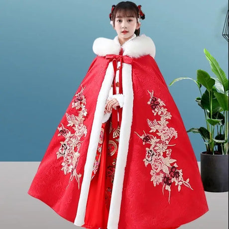 Winter Thicker Hanfu Kids Girls Chinese Ancient Fairy