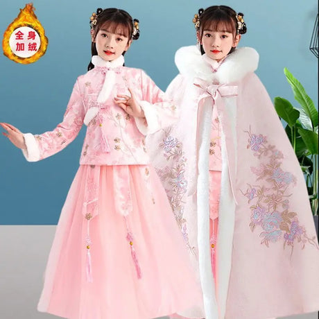 Winter Thicker Hanfu Kids Girls Chinese Ancient Fairy