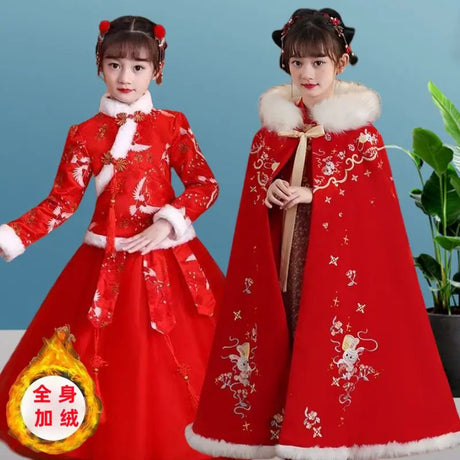Winter Thicker Hanfu Kids Girls Chinese Ancient Fairy