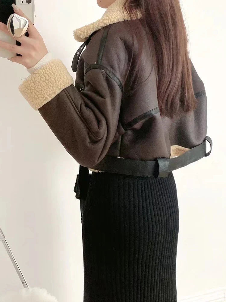 Winter Women'S Street Clothing Artificial Lamb Fur Leather
