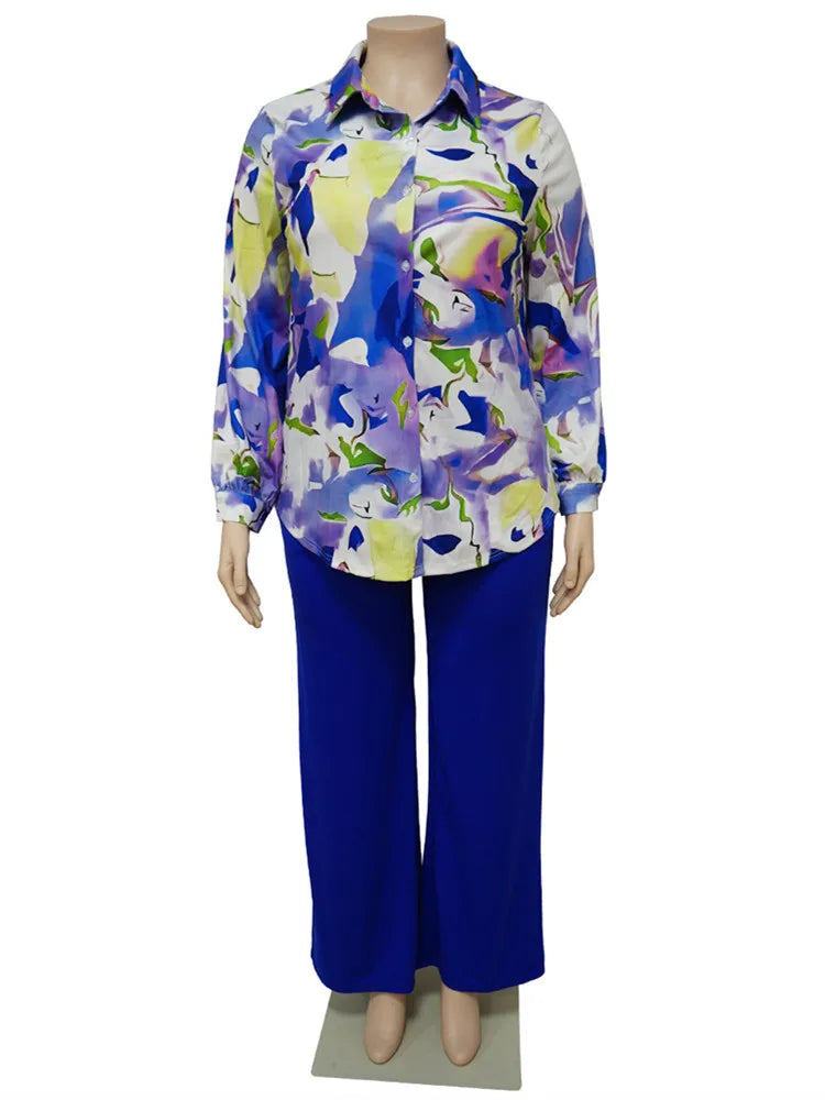 Wmstar Two Piece Set Women Print Shirts Tops