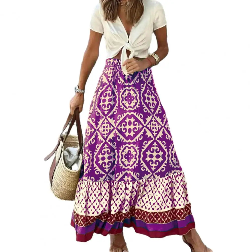 Women Maxi Skirt Vintage Lady Skirt Large Hem