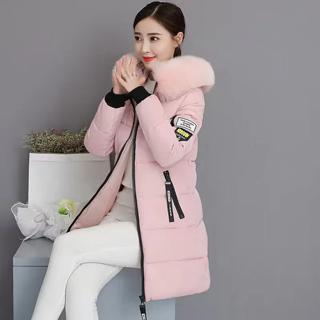 Women Parka Fur Collar Winter Jacket New Korean
