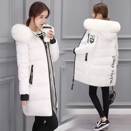 Women Parka Fur Collar Winter Jacket New Korean