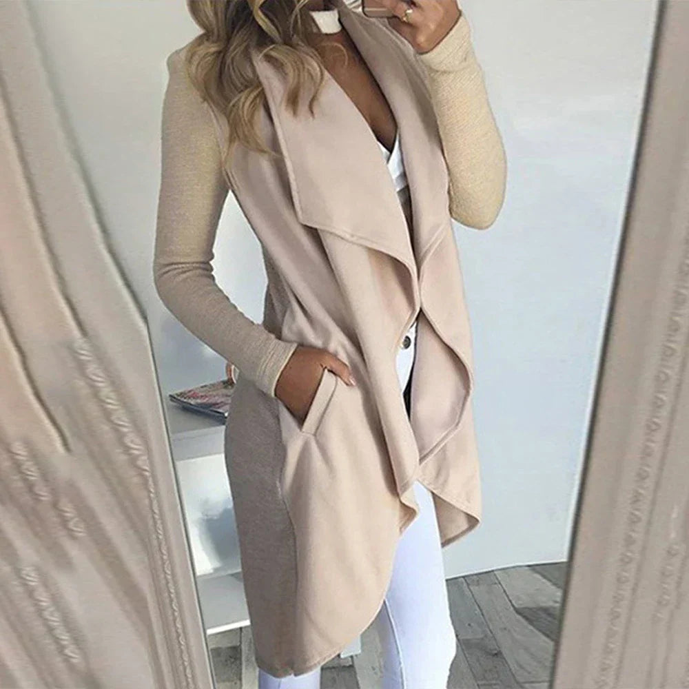 Women' Waterfall Lapel Trench Coat Ladies Cardigan Jacket