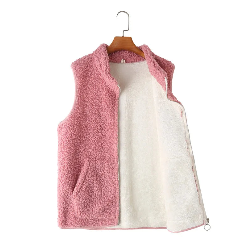 Womens Polar Fleece Vests Winter Casual Clothing Fashion