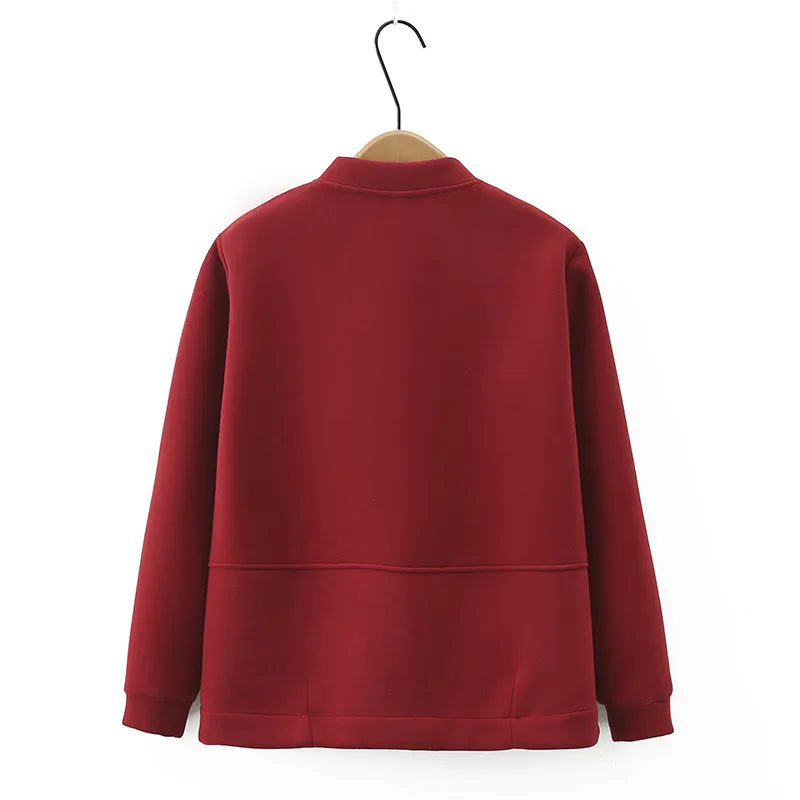 Womens Zipper Jacket Autumn Casual Clothing Fashion Embroidered
