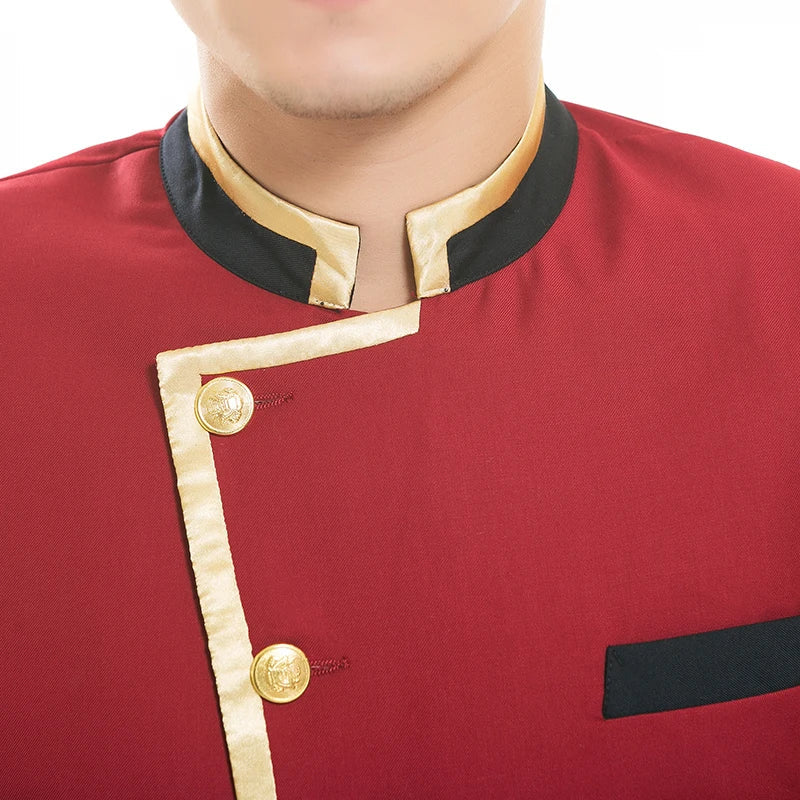 Red Hotel Uniform For Men Hotel Reception Uniform