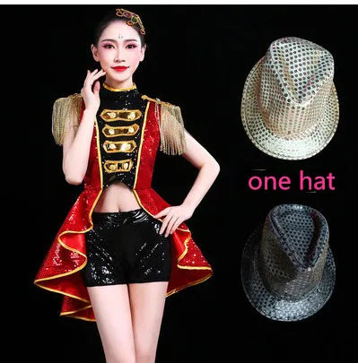 Stage Costume Red Tassels Bikini Costumes Nightclub Bar