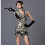 1920S Women' Sequin Triangle Hem Dress Sleeveless Gold