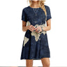 Summer Women Dress World Map Print Short Sleeve