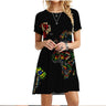 Summer Women Dress World Map Print Short Sleeve