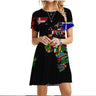 Summer Women Dress World Map Print Short Sleeve