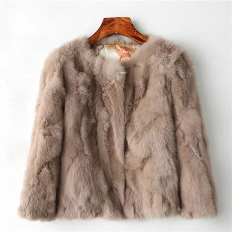 Winter Women The Real Rabbit Fur Coat Natural