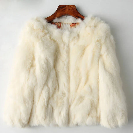 Winter Women The Real Rabbit Fur Coat Natural