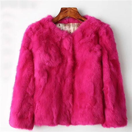 Winter Women The Real Rabbit Fur Coat Natural