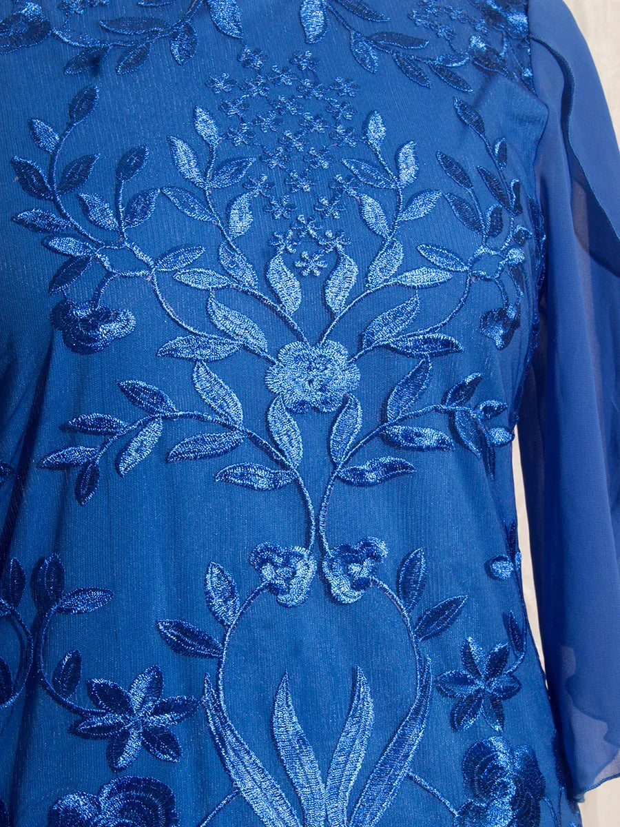 Fall Women' Party Dress Elegant Floral Embroidery Prom