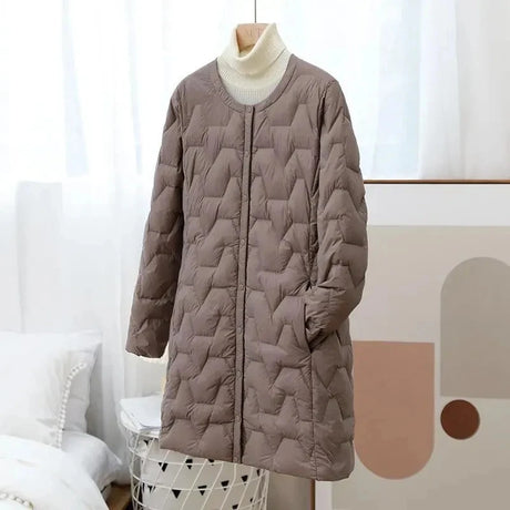 New Mid-Length Puffer Coats Women' Round Neck Fashion