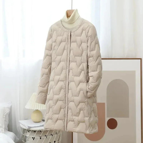 New Mid-Length Puffer Coats Women' Round Neck Fashion