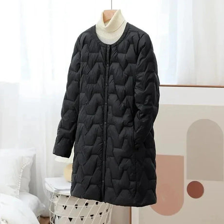 New Mid-Length Puffer Coats Women' Round Neck Fashion