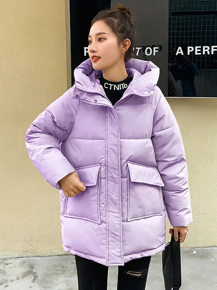 New Winter Women Mid-Long Parkas Jackets Casual Thick