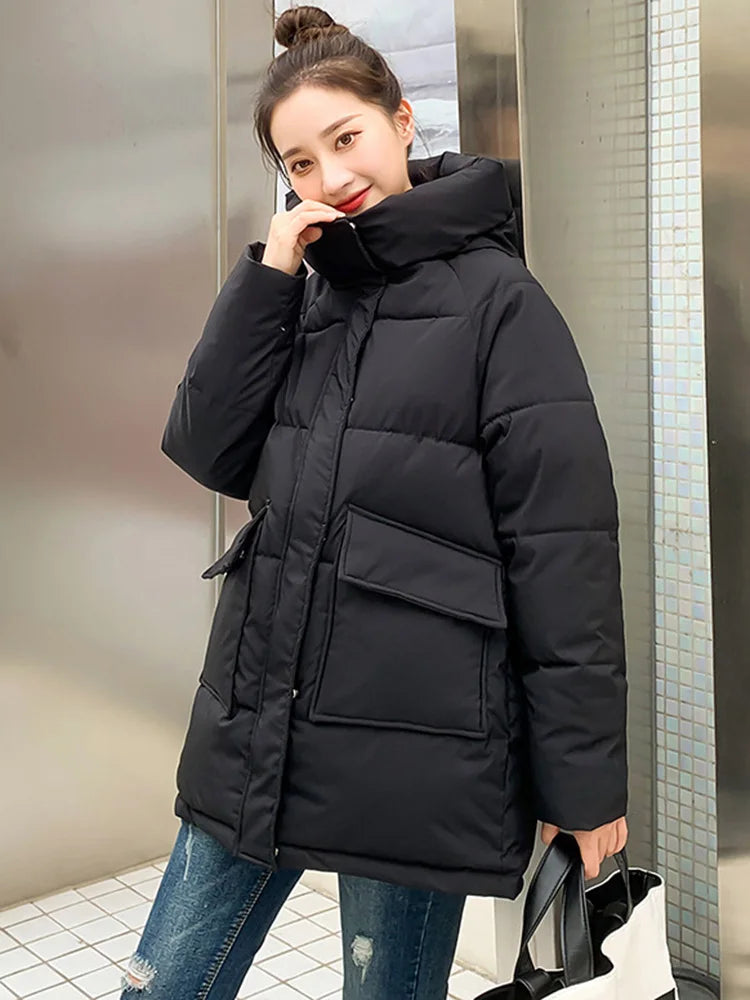 New Winter Women Mid-Long Parkas Jackets Casual Thick