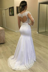 Sheer Long Sleeves Mermaid Wedding Dresses See Through