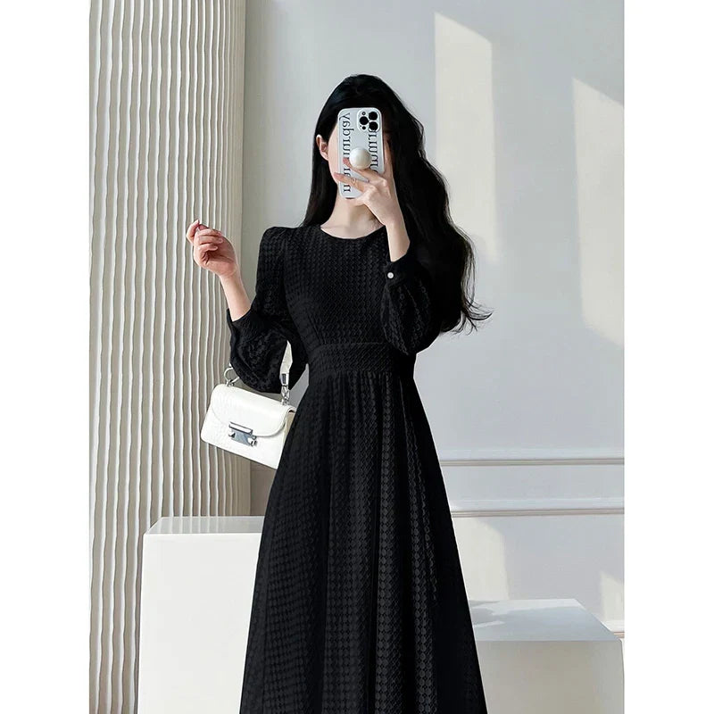 Spring Women Elegant Lace Midi White Dress Long