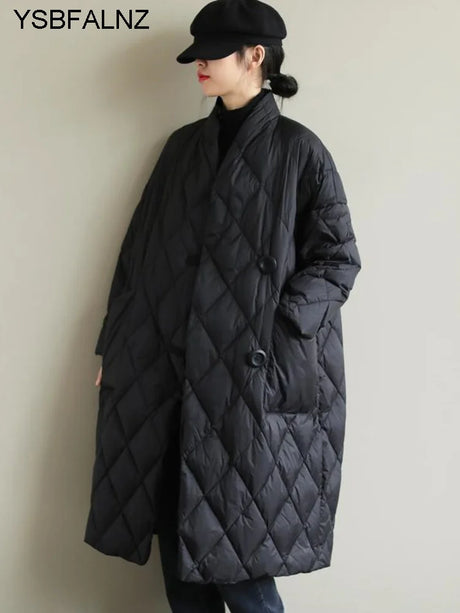 Winter Arrivals Women Cotton Coats Diamond Lattice Block