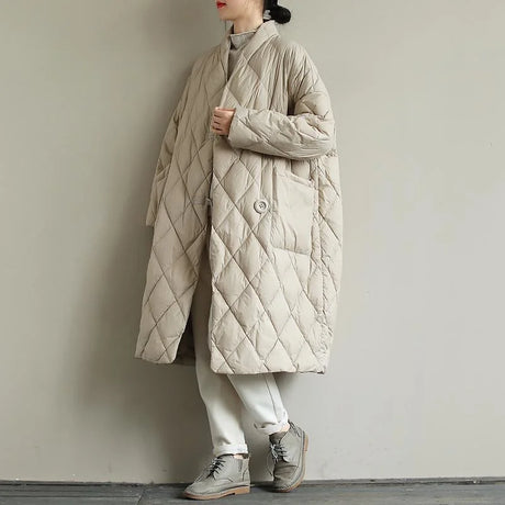 Winter Arrivals Women Cotton Coats Diamond Lattice Block