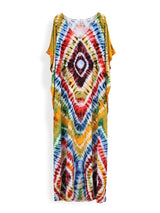 Bohemian Multicolor V Neck Loose Kaftan Dress For