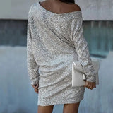 Chic Sequin Party Dress For Women Red Silver