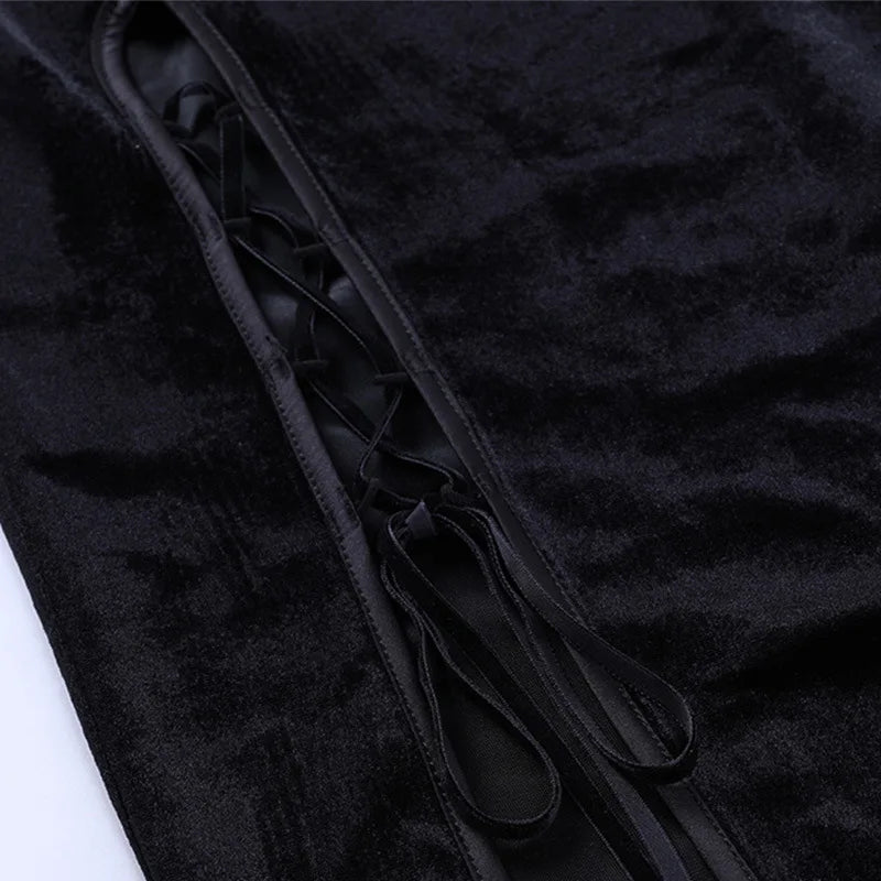 Vintage Black Bandage Chinese Style Cheongsam High Split