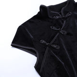 Vintage Black Bandage Chinese Style Cheongsam High Split