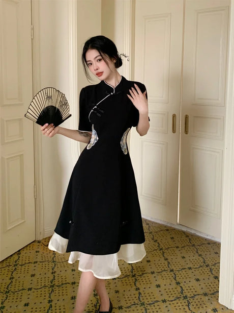 Chinese Improved Hanfu Cheongsam Dress Women A Line