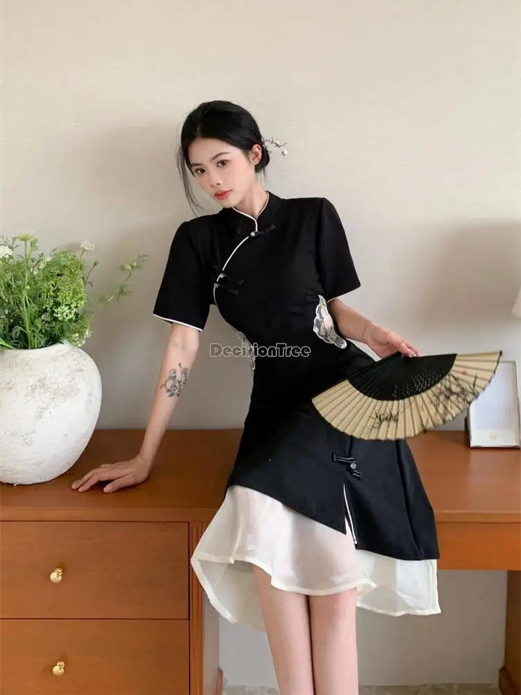 Chinese Improved Hanfu Cheongsam Dress Women A Line