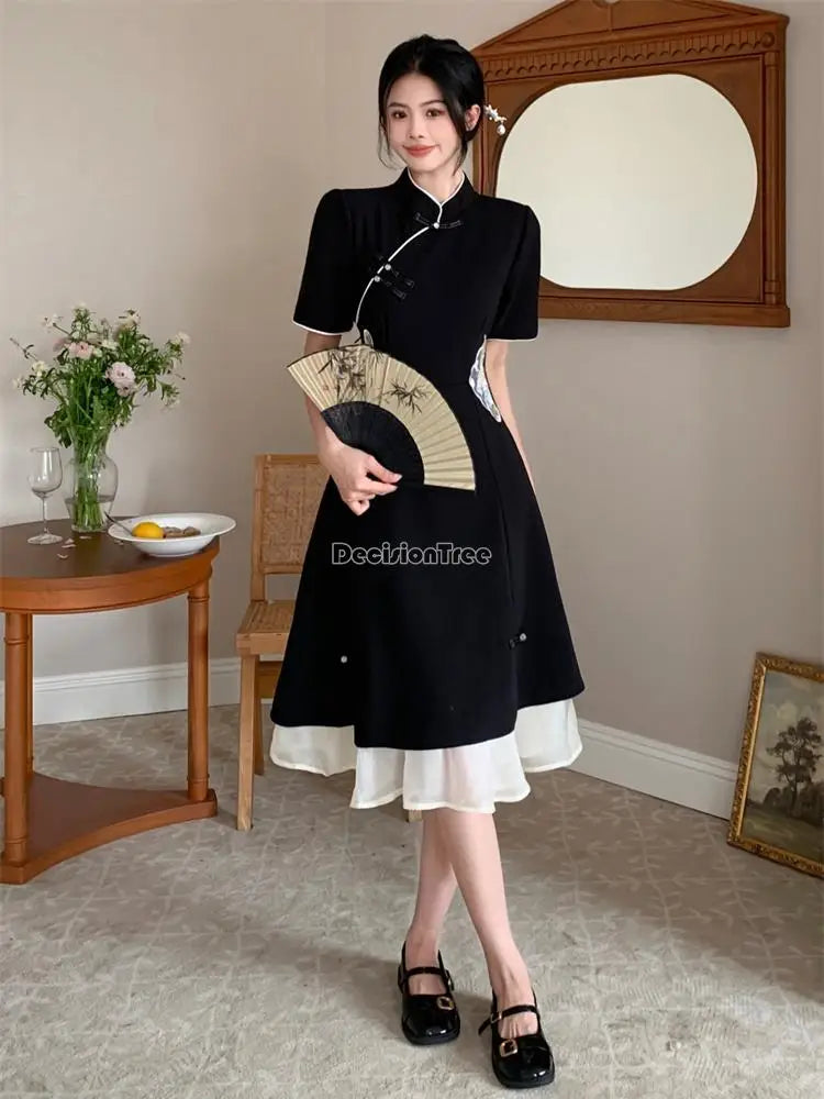 Chinese Improved Hanfu Cheongsam Dress Women A Line