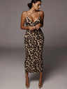 Leopard Print Sleeveless V-Neck Sexy Midi Dress Spring