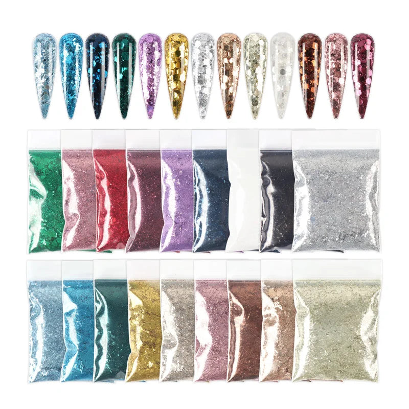 Set G Holographic Powder Nail Glitter Bulk Fine