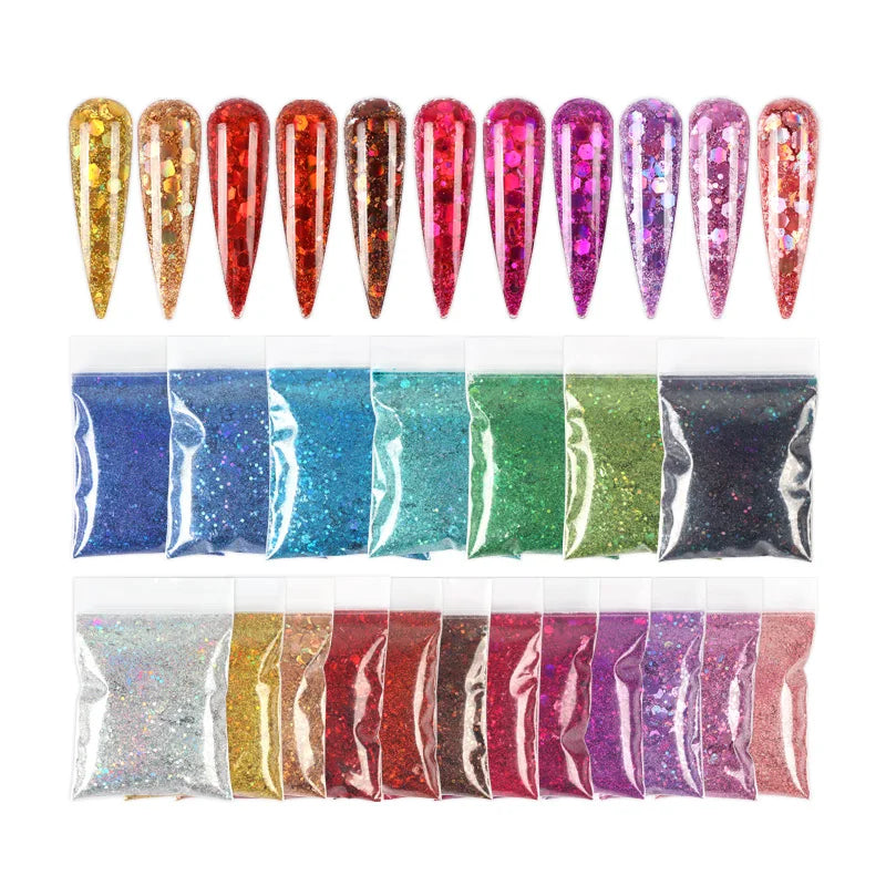 Set G Holographic Powder Nail Glitter Bulk Fine