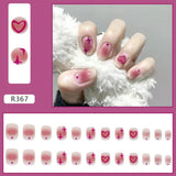 Gradient False Nails Cute Star Printed Design Fake