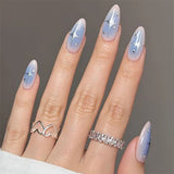 Gradient False Nails Cute Star Printed Design Fake