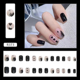 Gradient False Nails Cute Star Printed Design Fake