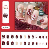 Gradient False Nails Cute Star Printed Design Fake