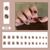 Gradient False Nails Cute Star Printed Design Fake