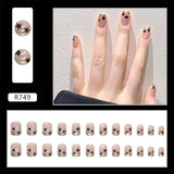 Gradient False Nails Cute Star Printed Design Fake